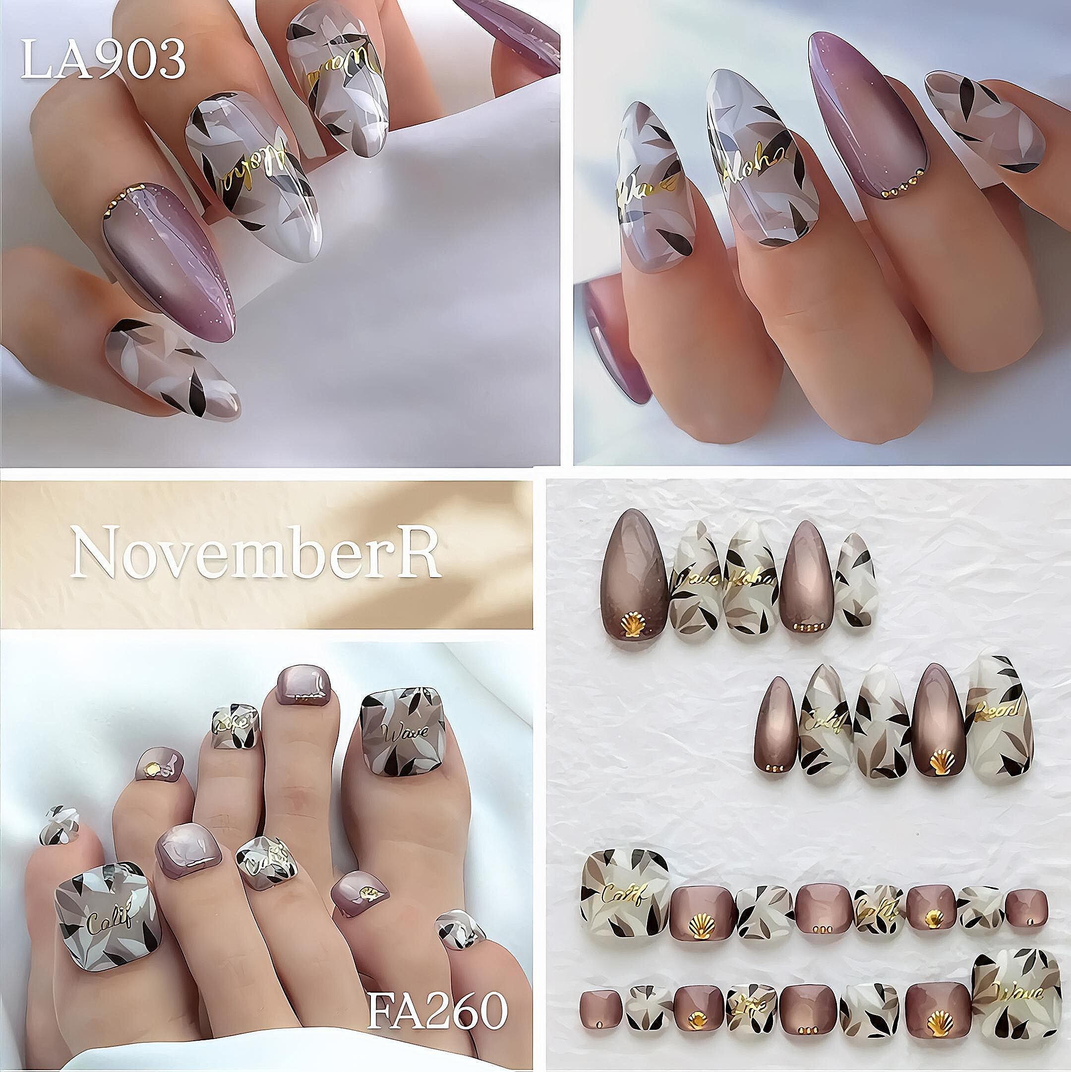 FA260☆マグネット×ボタニカルリーフフットネイルチップ | NovemberR