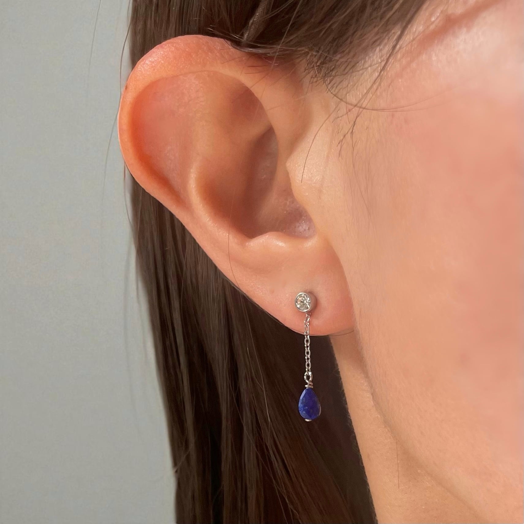 3way】選べるピアス◇アレンジ自由自在◇雫 ラピスラズリ ピアス/金属