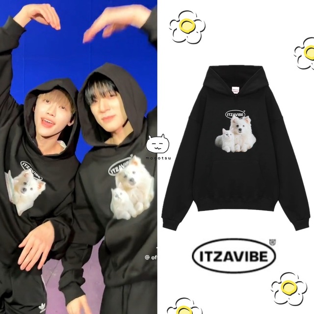 ★NCT DREAM ジェミン / ジェノ 着用！！【ITZAVIBE】CAT&DOG FRIENDS HOODIE