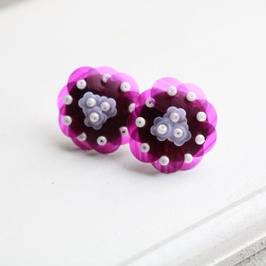 Bouquet piressed earring ( deep purple )