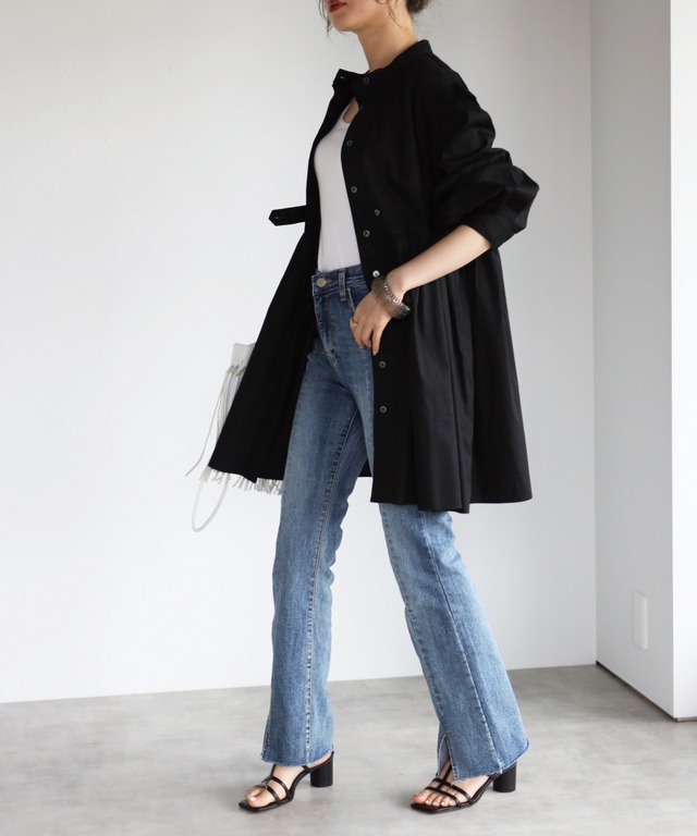 スタンドカラーチュニックシャツ