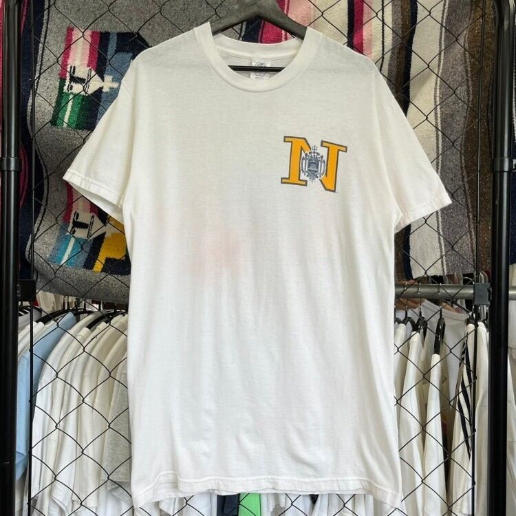 90s USA製 デザインTシャツ カレッジ系 ワンポイントロゴ バック