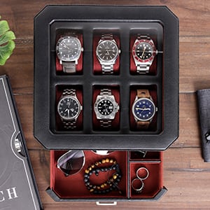 ROTHWELL 6スロット レザーウォッチボックス バレットドロワー付