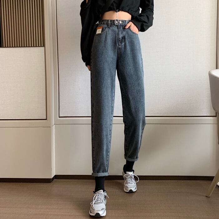 2020年初秋新しいスリムスリミングハイウエストジーンズレディースカジュアルストレートレッグスモール9ポイントキャロットパンツ クレセントシティ72316412577