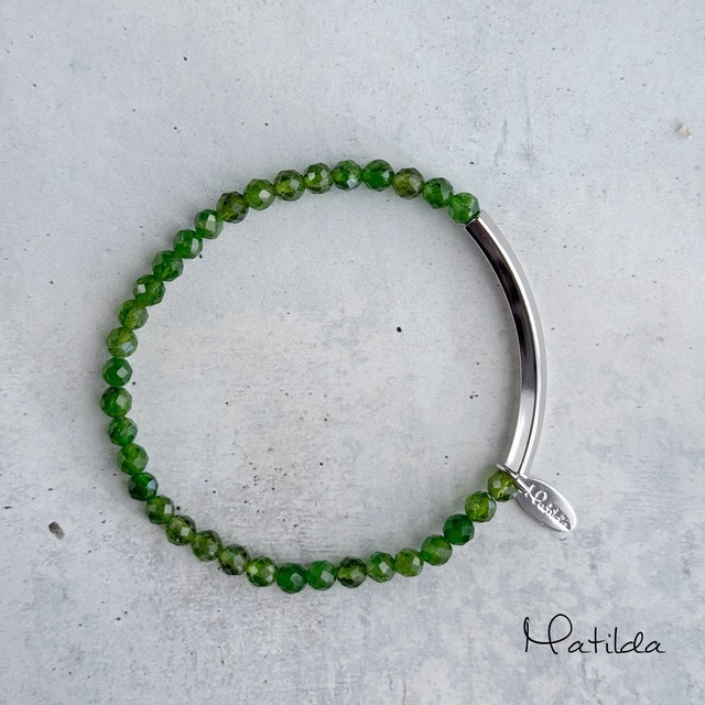 【再販】Tube & stone bracelet（クロムダイオプサイド）