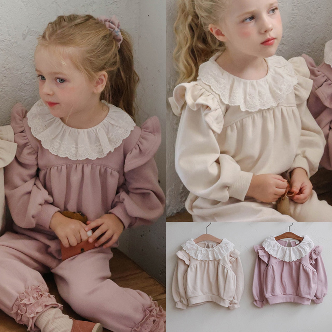 秋レースカラーフリルトレーナー