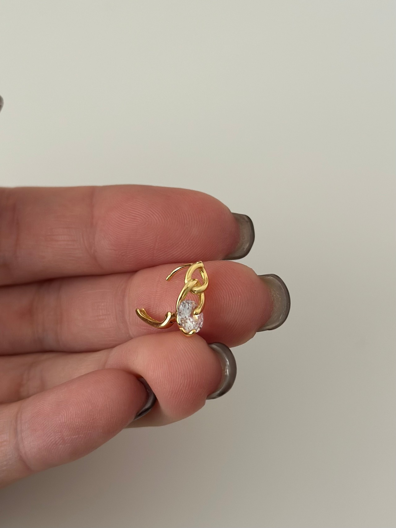 S925 ワンストーンチェーンピアス