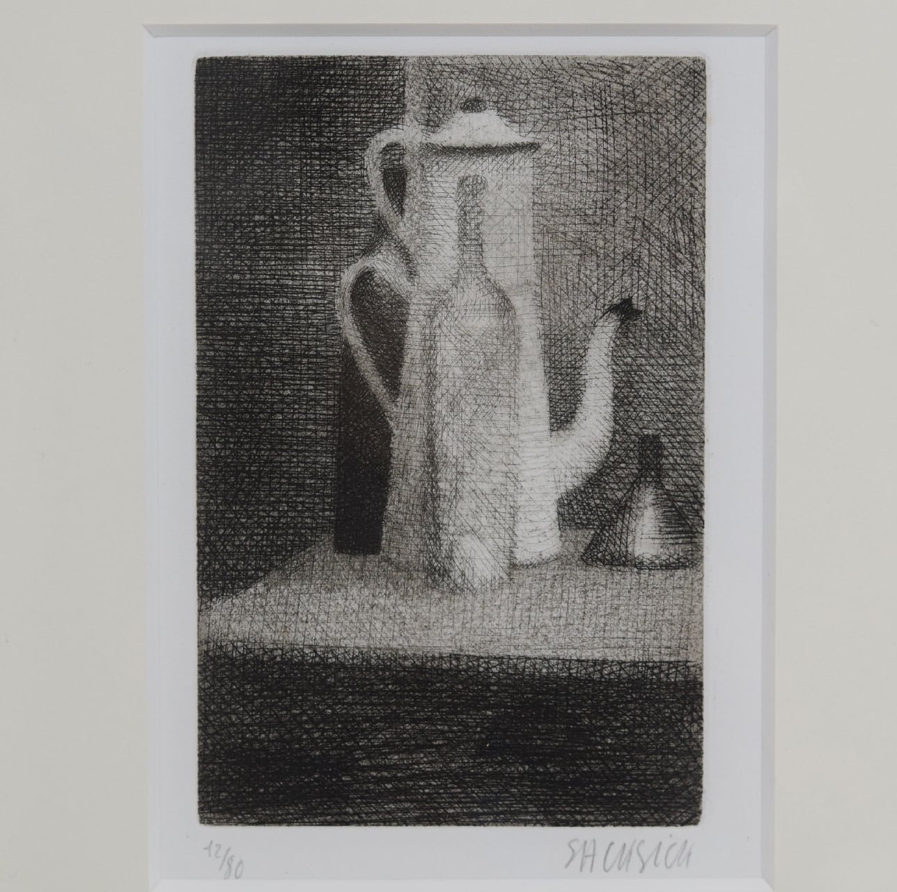 仏画家 Gilles Sacksick ジル・サックシック 版画 コーヒーメーカーと