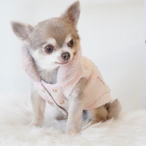 tweed perl vest pink