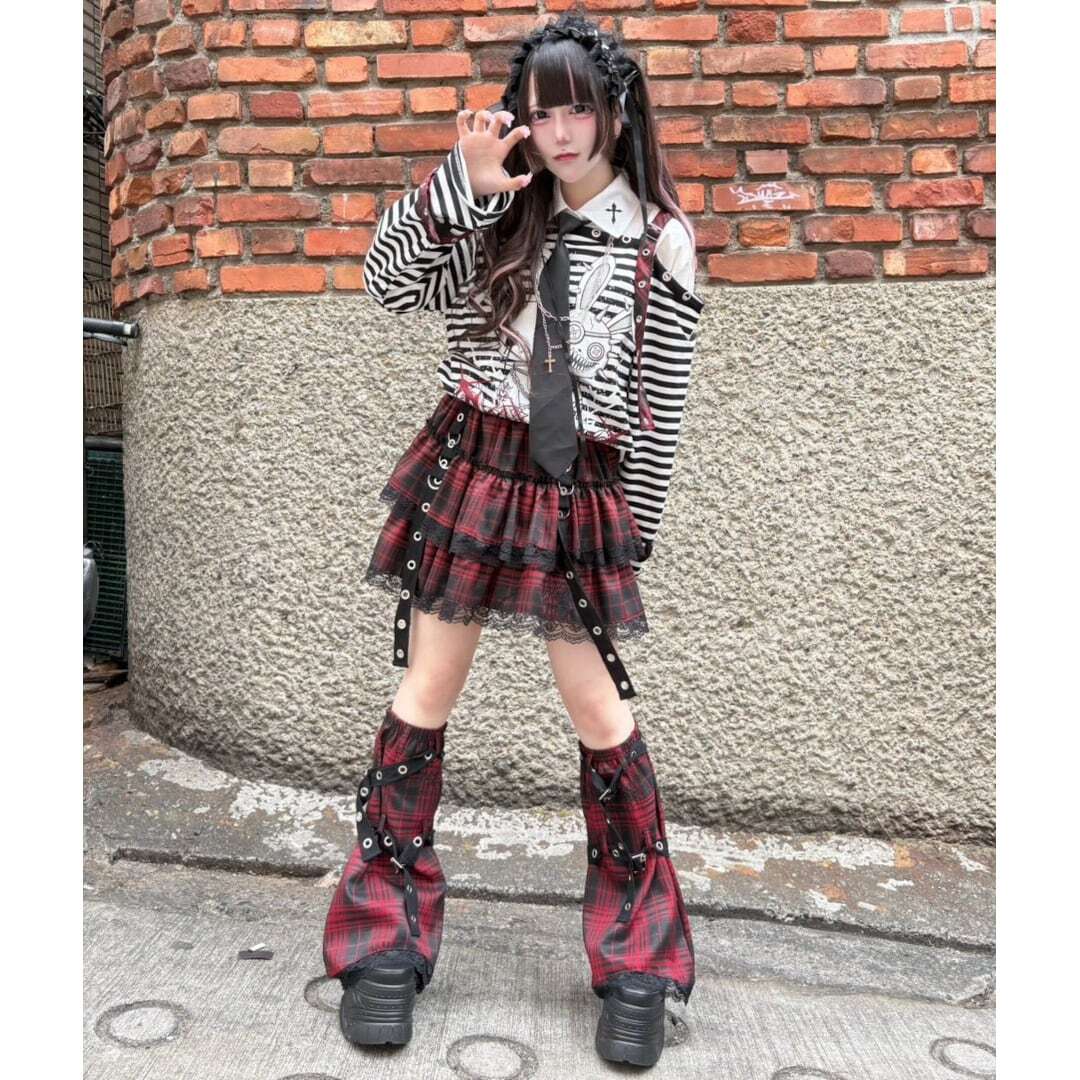 お得なセットアイテム】赤黒ミニスカ＋レッグウォーマー