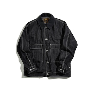 10OZ DENIM DOUBLE PK SHORT BZ / 10ozデニムショートブルゾン(BLACK)