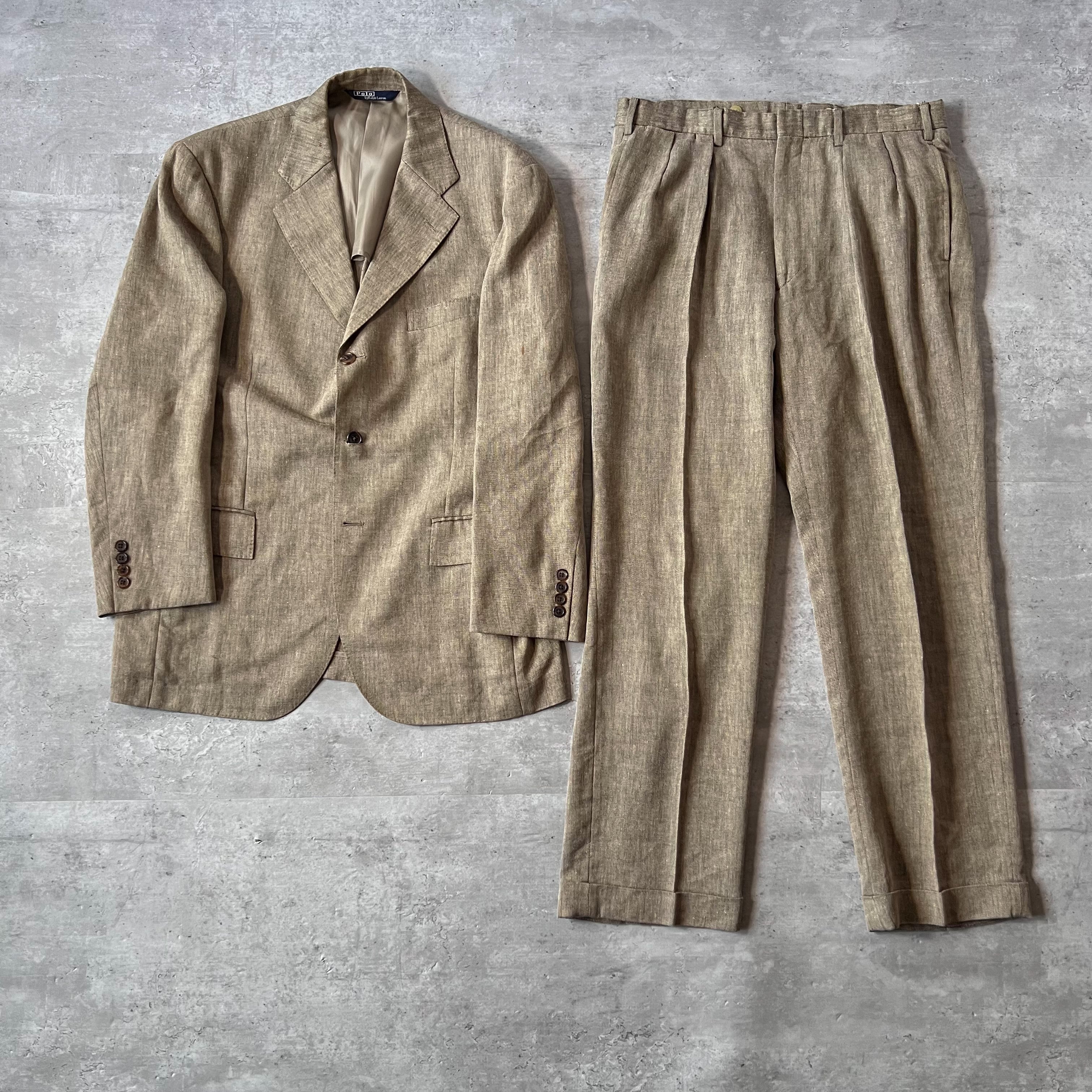 80s〜90s “polo by ralph lauren” linen × wool set up suits 80年代