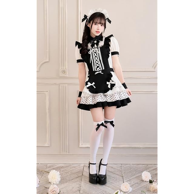 在庫セール』[Malymoon] コスプレ メイド ウエイトレス 家政婦 ドット