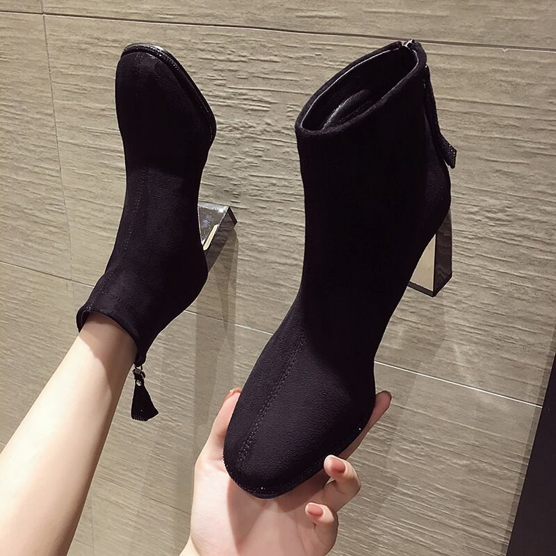 ショートブーツレッドブラックカジュアルラインストーン薄手スキニー 靴 シューズ フェイクシューズ4855912341