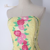 フラダンス 衣装 ワンピース ドレス イエロー系 ムームーファクトリー ハワイ製 バラ柄 ロケラニ柄 T&L MUUMUU FACTORY ハワイアンプリント アロハ フラ ダンス レッスン 練習 華やか 鮮やか かわいい おしゃれ 明るい 上品 ピンク系 グリーン系 ホワイト系 黄 ピンク 緑 白 フラダンス衣装 ハワイ製ドレス 衣装踊り 可愛いデザイン パーティー用 お洒落 ドレスアップ