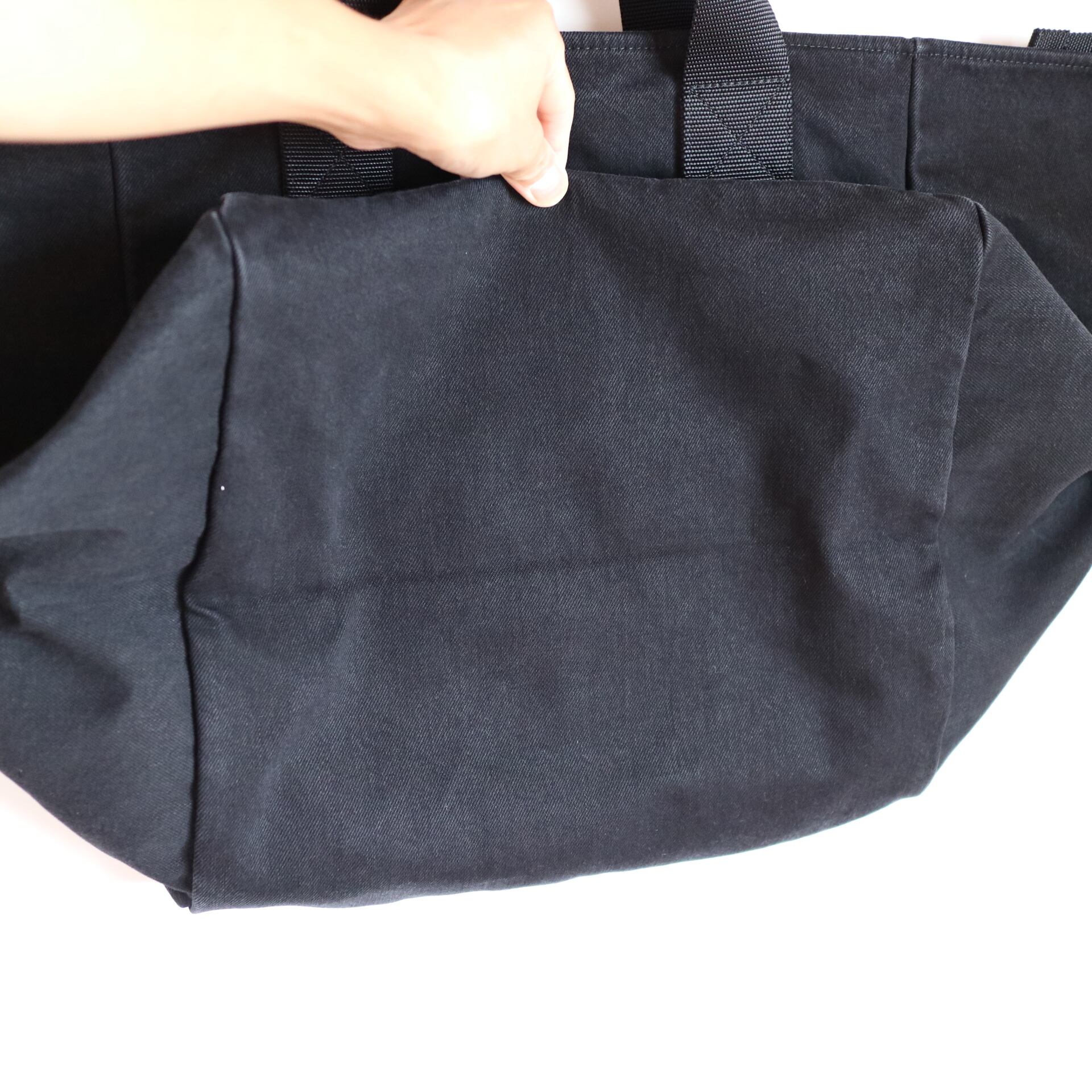 CALVIN KLEIN JEANS / Black Denim Fabric Big Tote Bag / Made in