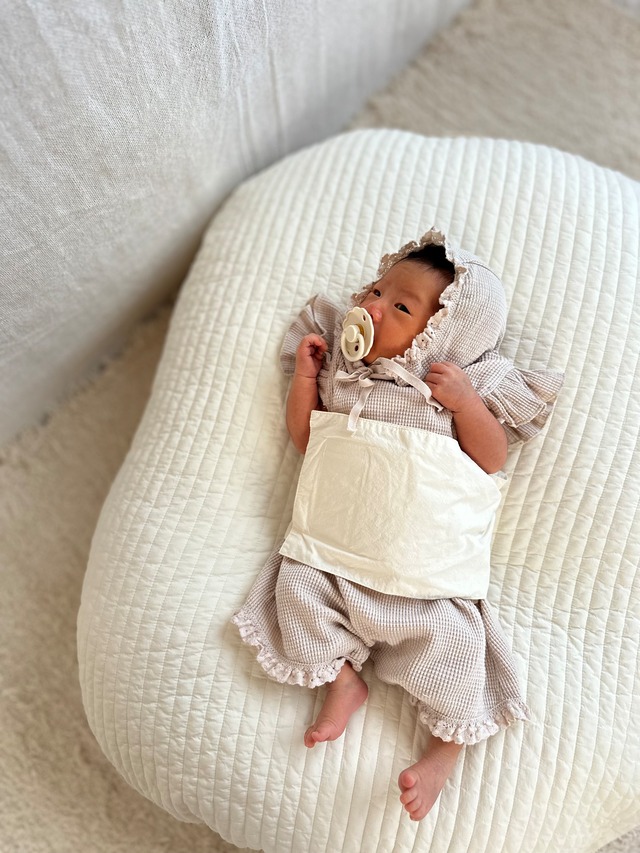 《即納》送料無料【monbebe】Frill Waffle Suit (with Bonnet)