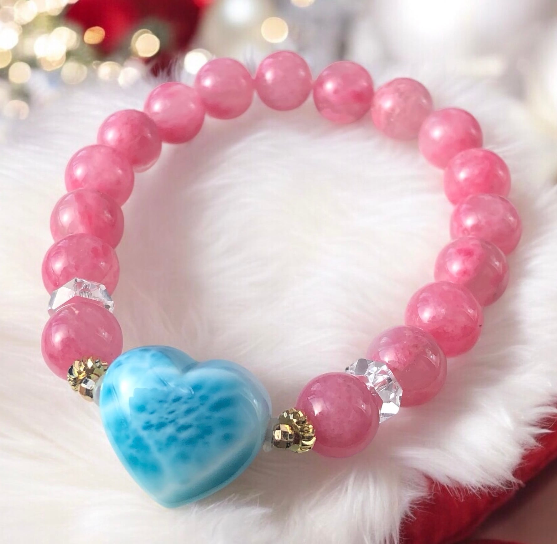 ラリマー 特大ビーズ オブシディアン デザインブレスレット 【公式通販】