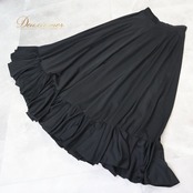 フラメンコ 衣装 ファルダ スカート ペチコート 黒 レッスン 練習着 無地 柔らかい ボランテ フリル ブラック系 フェミニン スカートファルダ おしゃれ 軽やか 踊りやすい シンプル 黒色 柔らか素材 フリル付き ペチコートレッスン