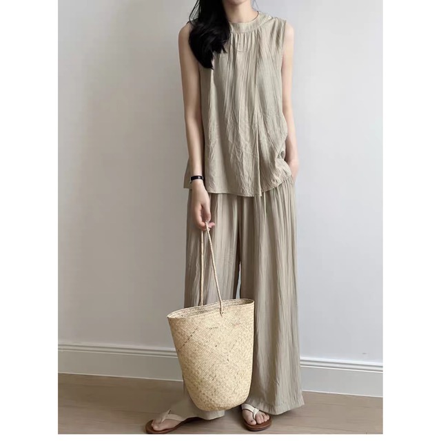 ナチュラルノースリーブドレープセットアップ　0119