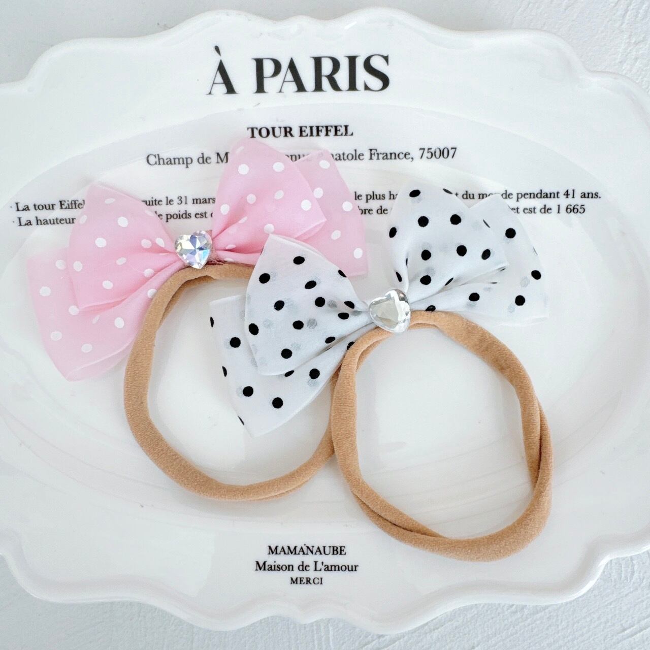 ドットシフォンリボンヘアバンド