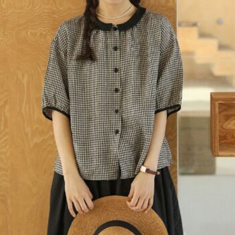 ギンガムチェック柄ブラウス M2239