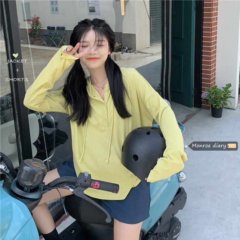 サマー薄手フードTシャツ カジュアルショート 大人ガーリー スウィート キュート 夏物 モンロー34737295698