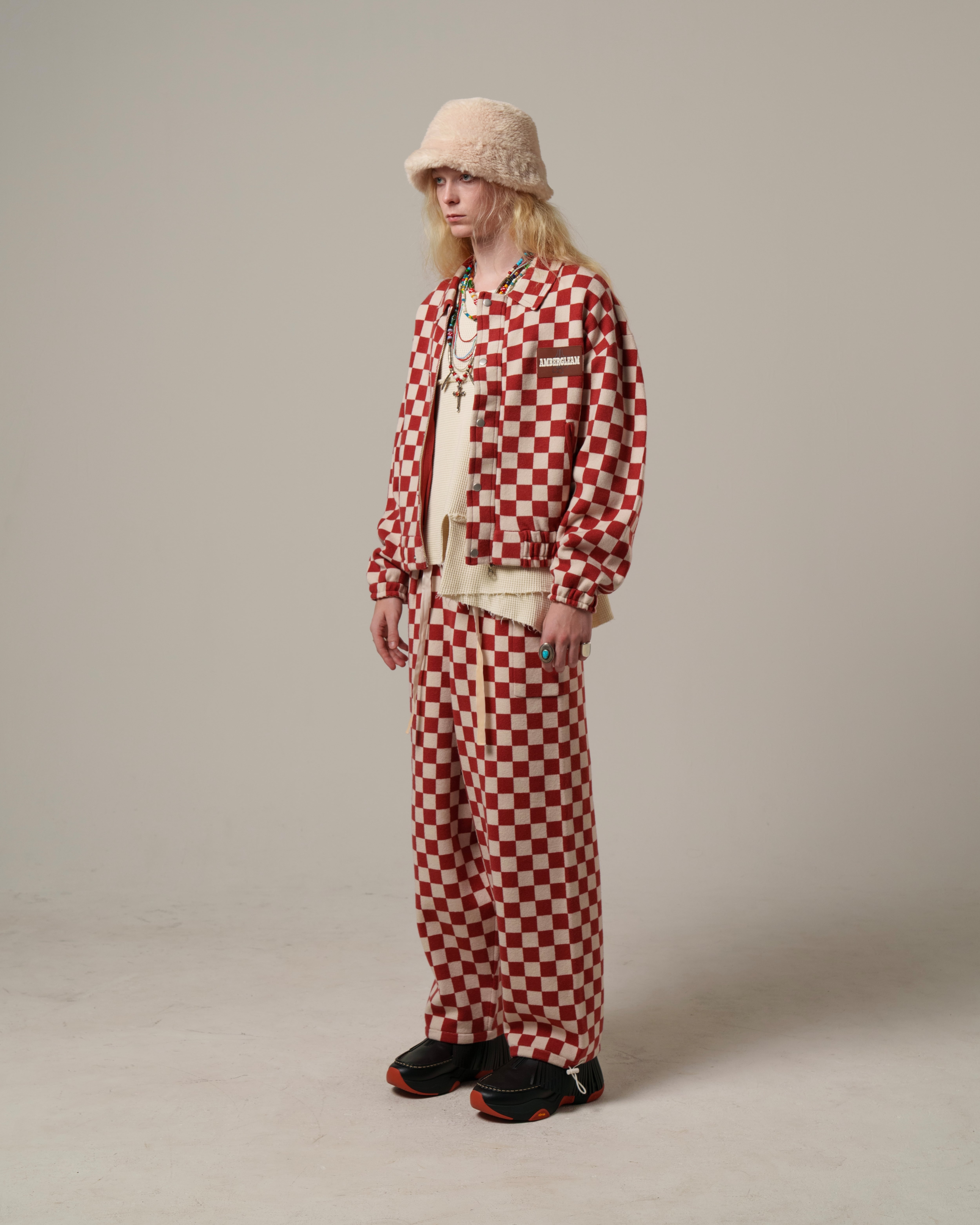 ラスト2点【BIG】Jacquard Relax Pants/Black Checker | AMBERGLEAM