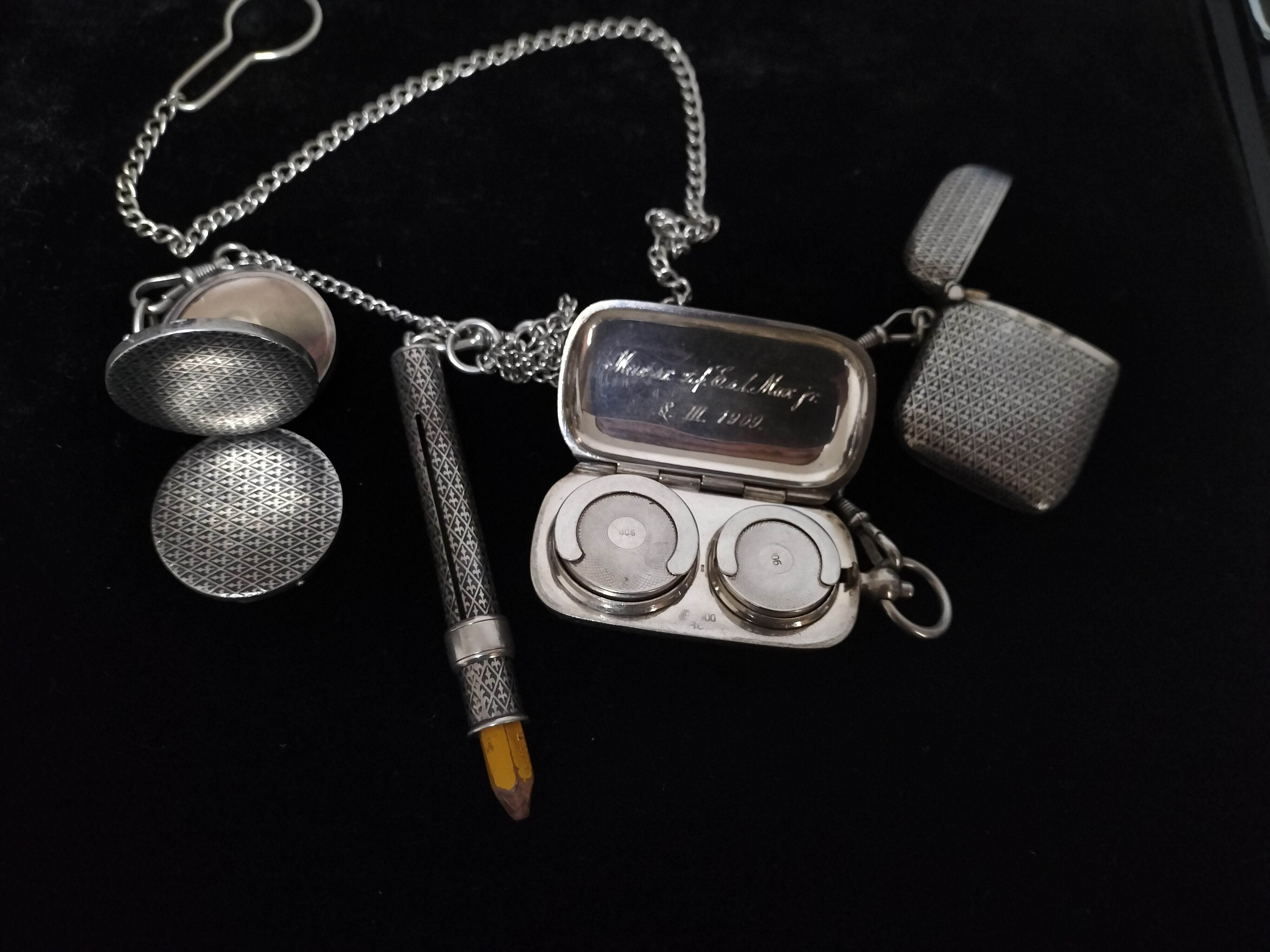 Antique RARE Men's Chatelaine Silver Niello | Antico