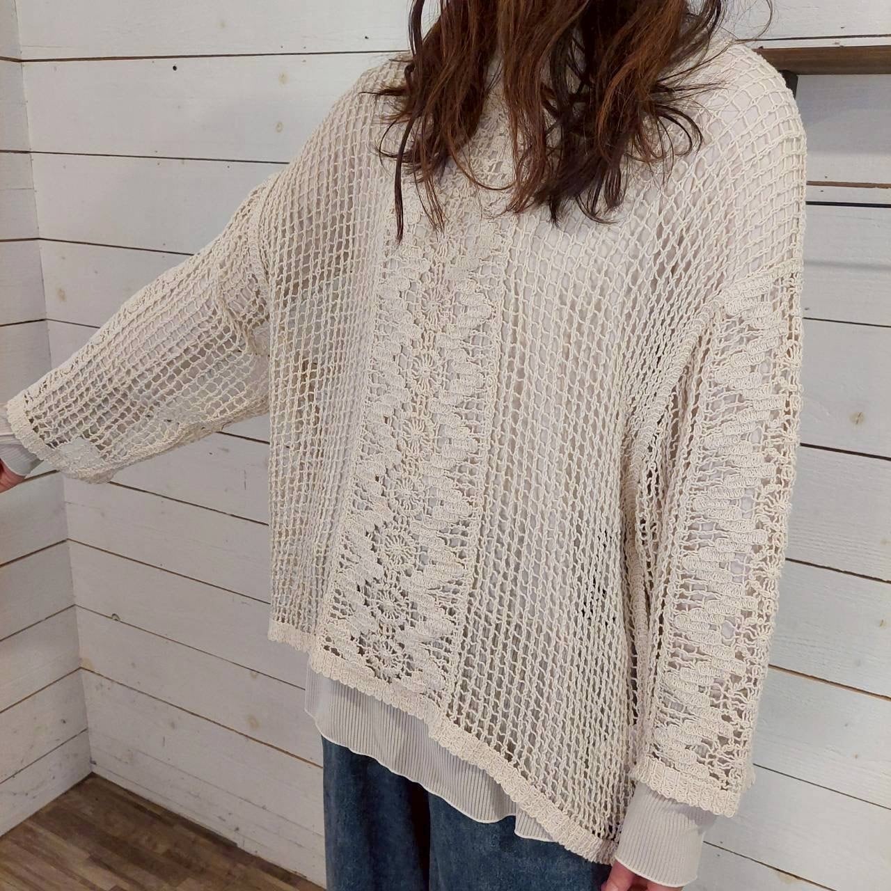 KAKELA  透かし編みクルーネック    P-579