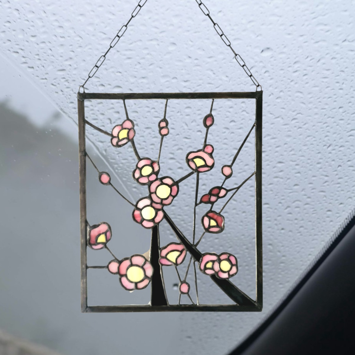 ステンドグラスパネル｜梅の花｜和風インテリア｜窓飾り・壁飾り・サン