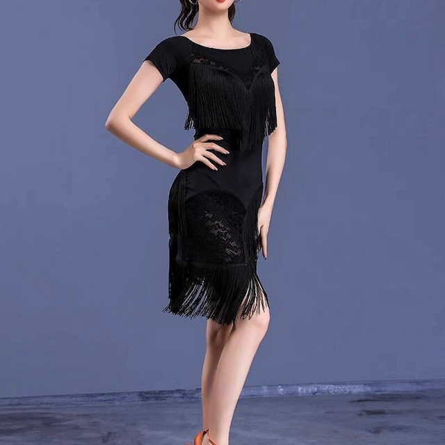 フリンジシルエット・レースドレス ds00671