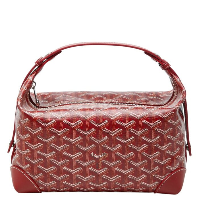 【中古美品】GOYARD ゴヤール ボウリング25 レッド ゴヤール ボウリング25 トイレタリー ハンドバッグ レッド PVC レザー