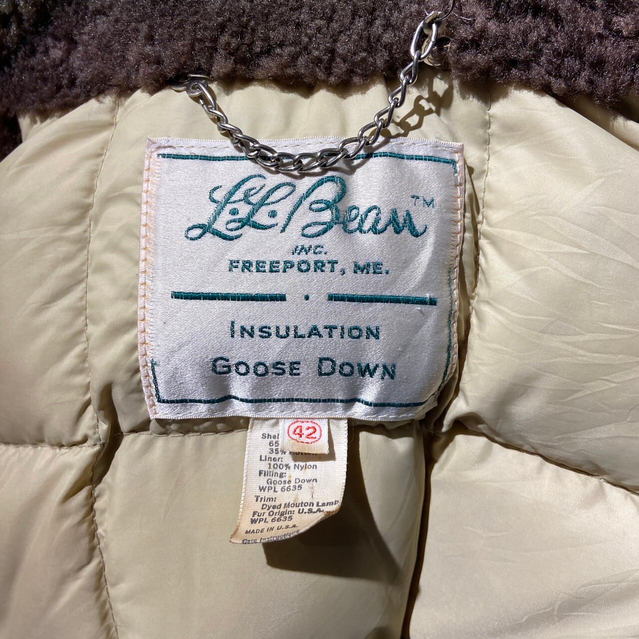 USA製 60年代 L.L.BEAN エルエルビーン グースダウンコート 筆記体タグ 