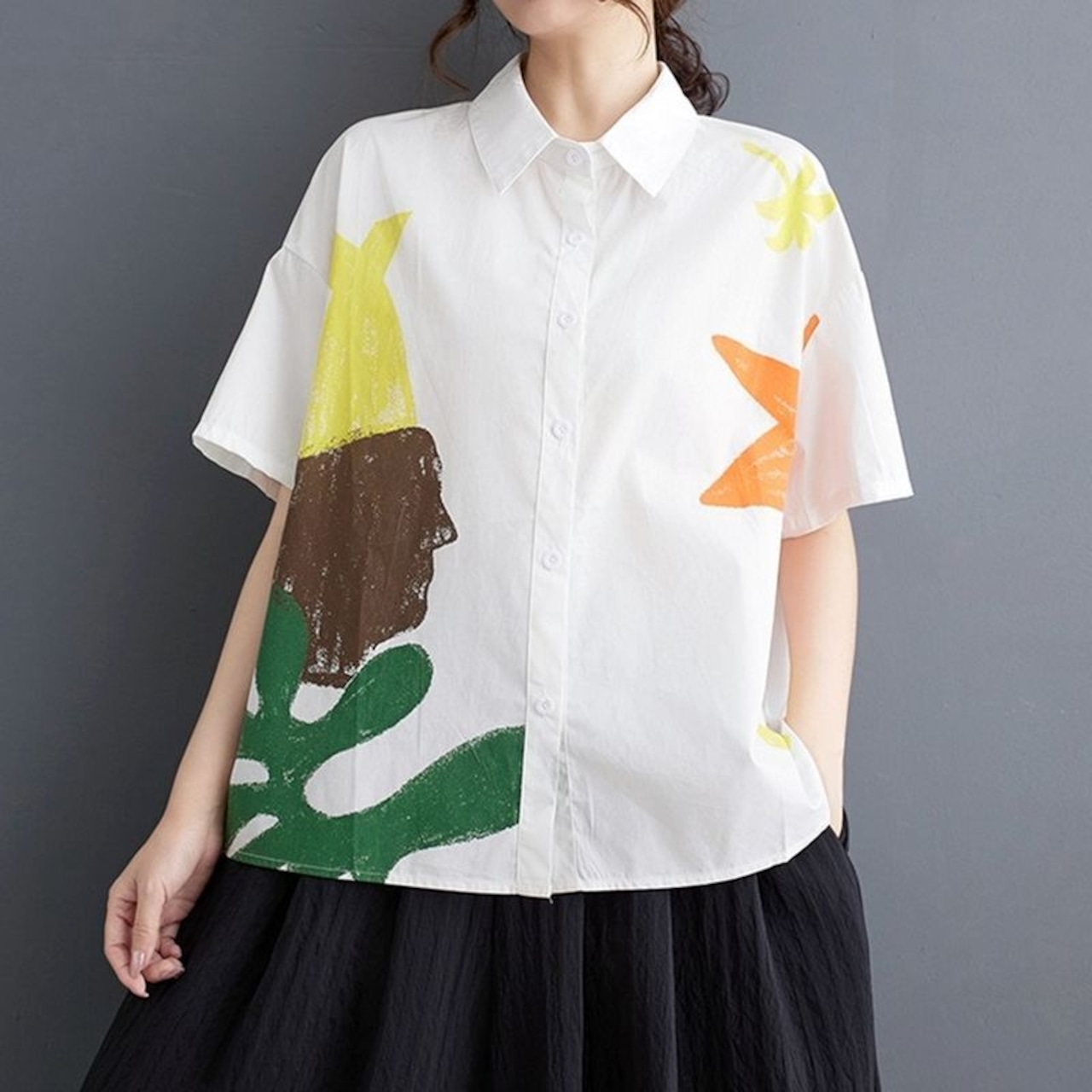 手書き風 ボックスシルエット シャツ 30097