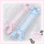 ♡【Sayakadoll Original No.13】【受注生産】ピュアエンジェル きらめきパール&ダブルリボン フリルレースヘッドドレス white ♡