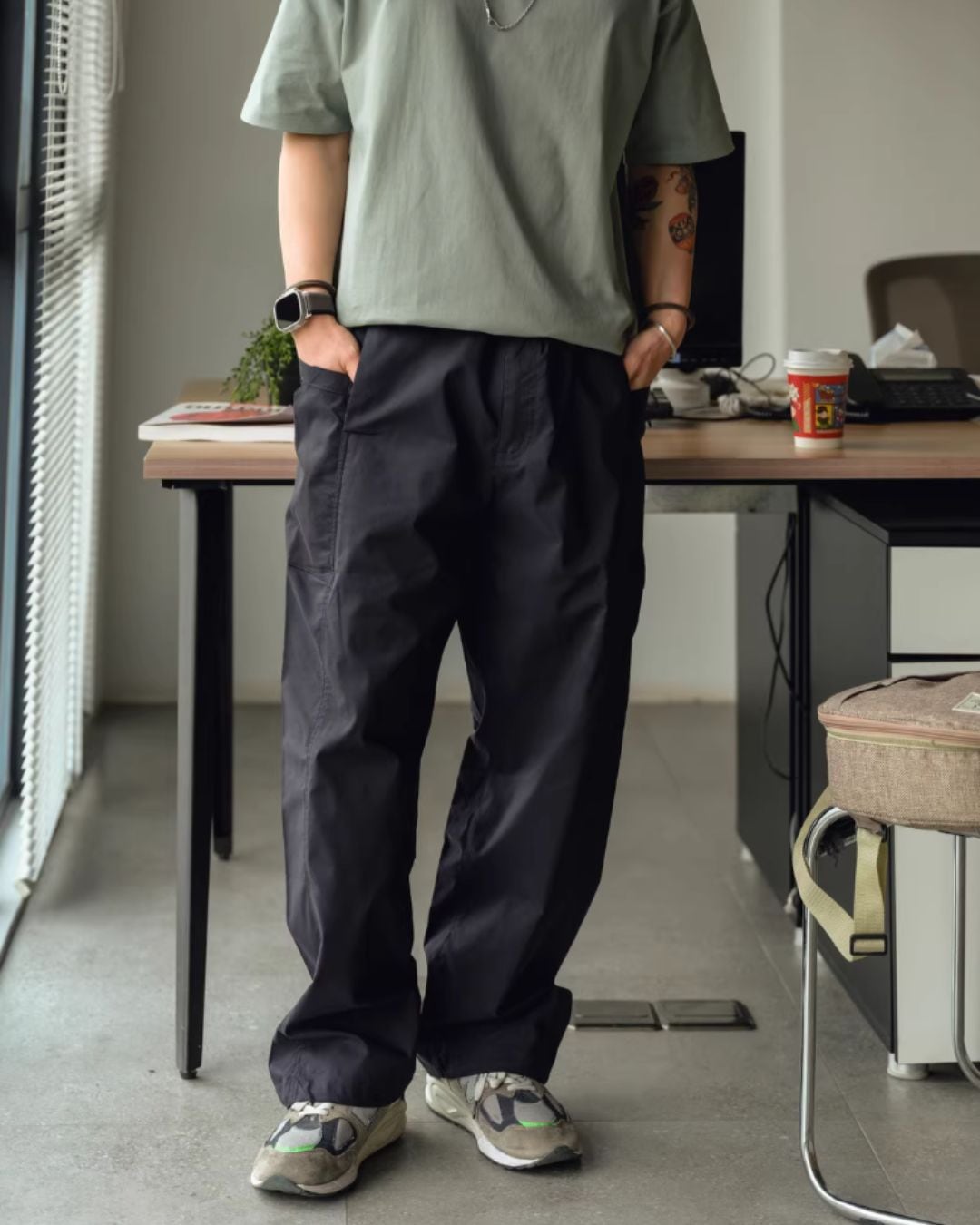 ドローストリングワイドストレートパンツ S0240