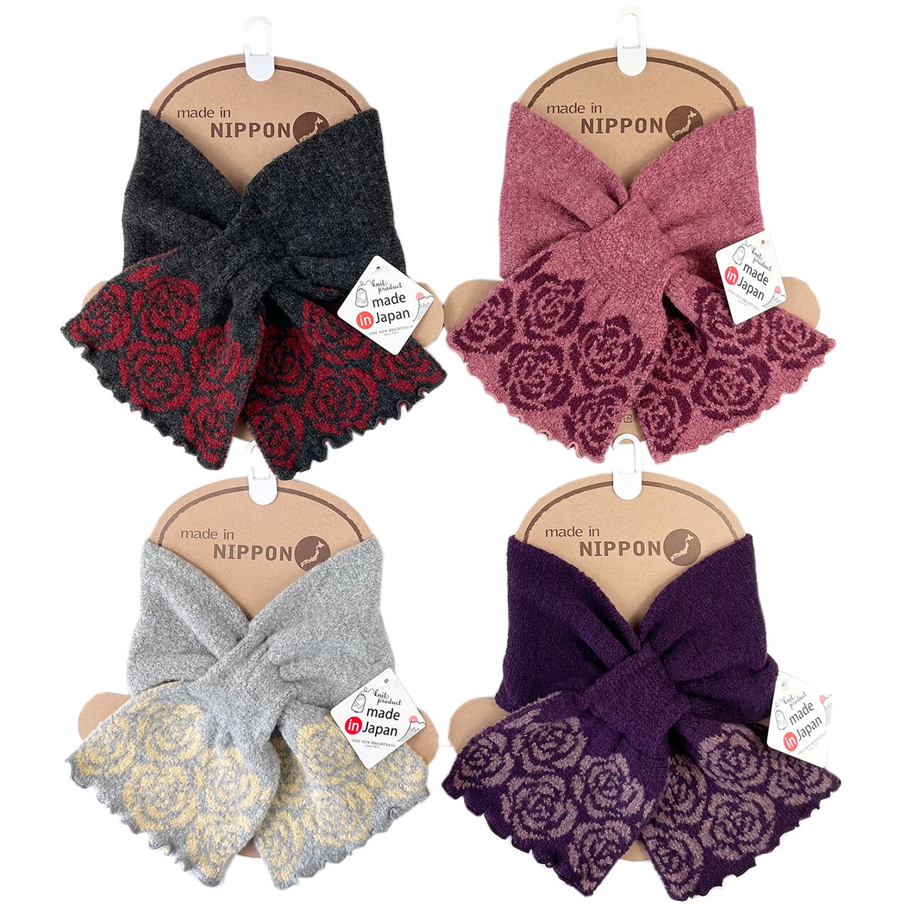 「2022秋冬新作」差込バラ柄 ネックウォーマー 日本製 クロス差込 うちエコ ショートマフラー