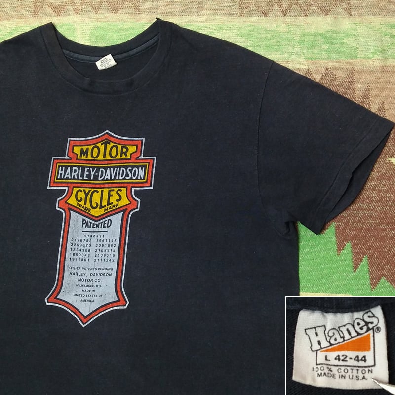 90年代 ヘインズ Hanes Harley-Davidson ハーレーダビッドソン 総柄 モーターサイクル バイクTシャツ メンズXL ヴィンテージ /evb002150