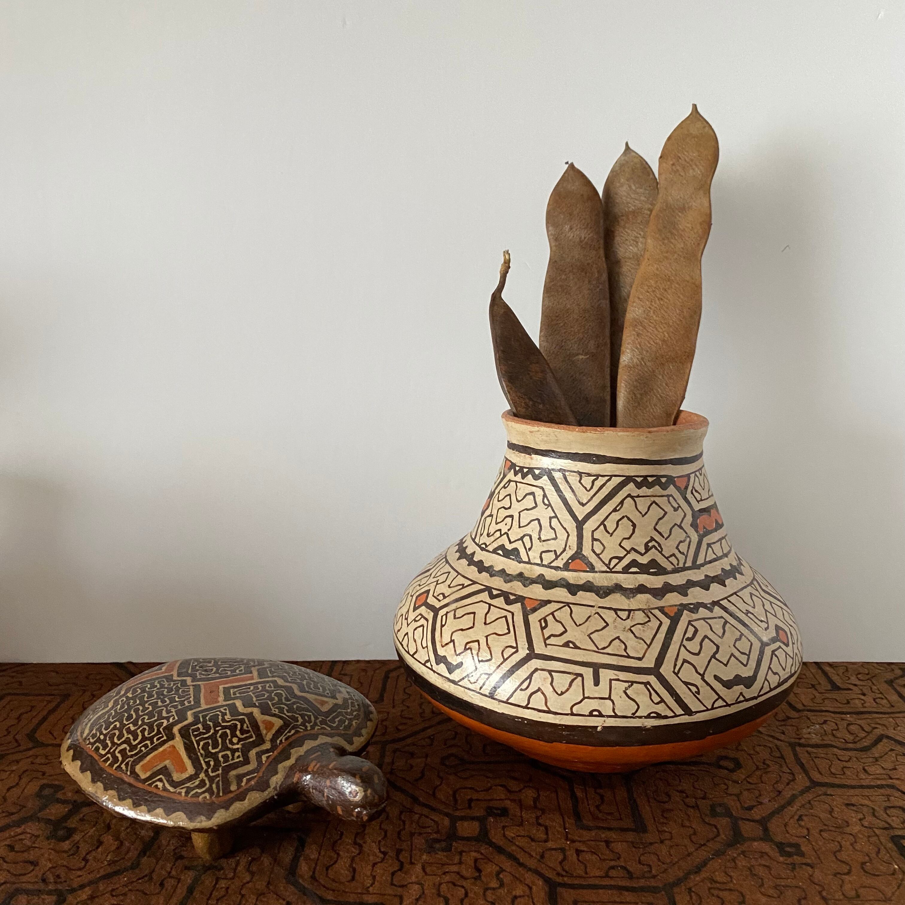 シピボ族の壺 少し大きめ Tinaja | アマゾン屋 シピボ族の泥染めと