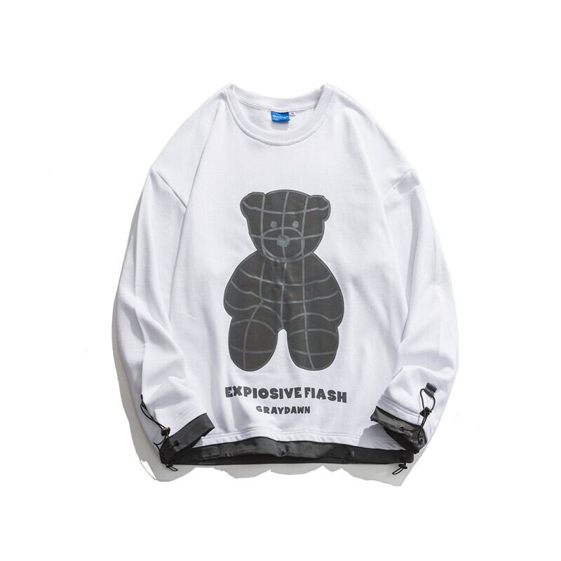 【新作】【送料無料】 Road、Vintage、Autumn 、、 Loose、All-match Sweater、ese Art Bear Pattern、長袖クルーネックトップ-Alibaba ロング オータム 秋物 ビンテージ hip6-1611322098829