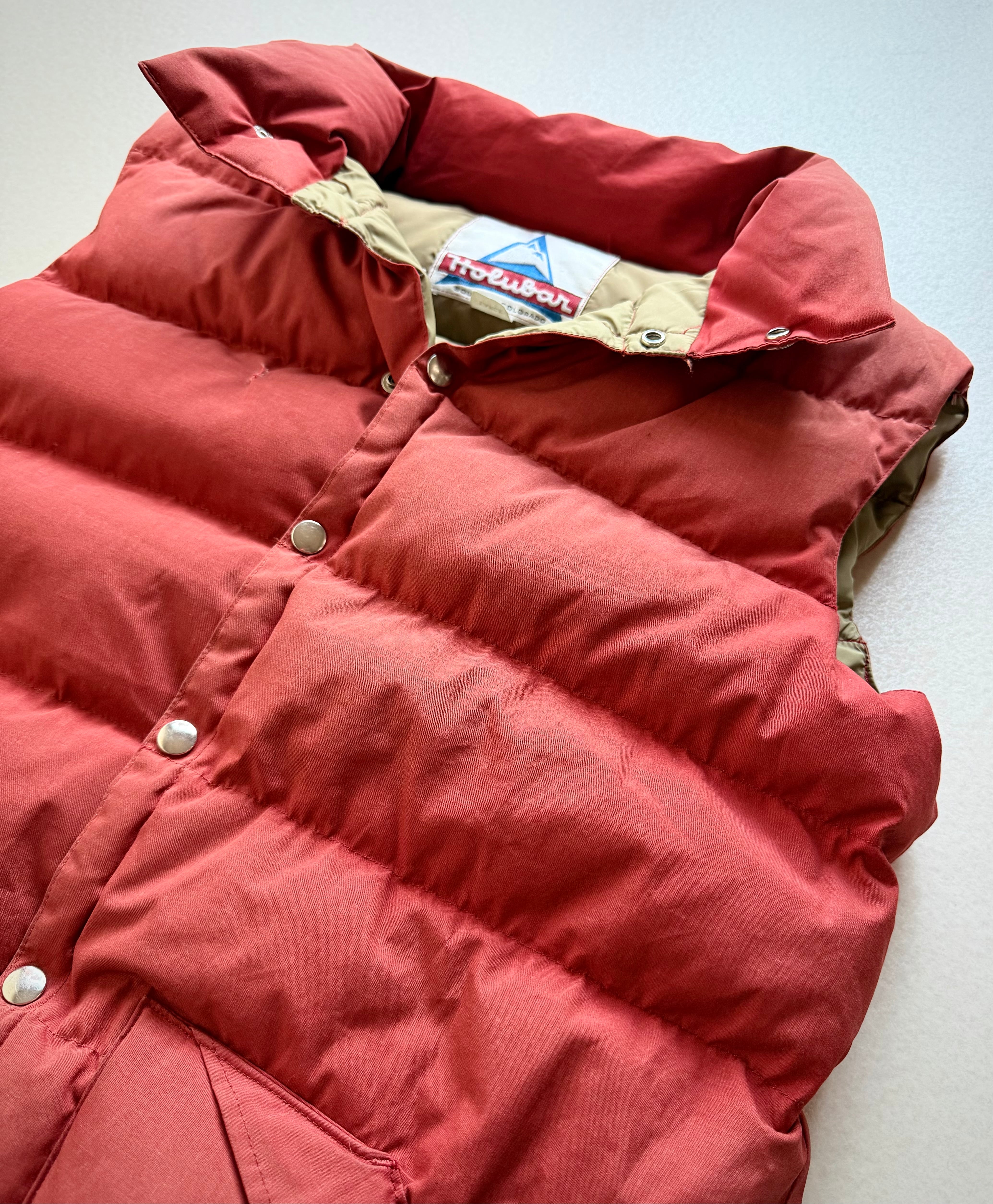 70s “ HOLUBAR ” DOWN VEST BRICK RED OLD VINTAGE 1970s ホルバー