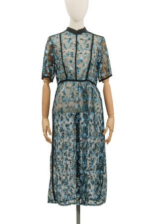 FLOWER EMB.DRESS / BLU