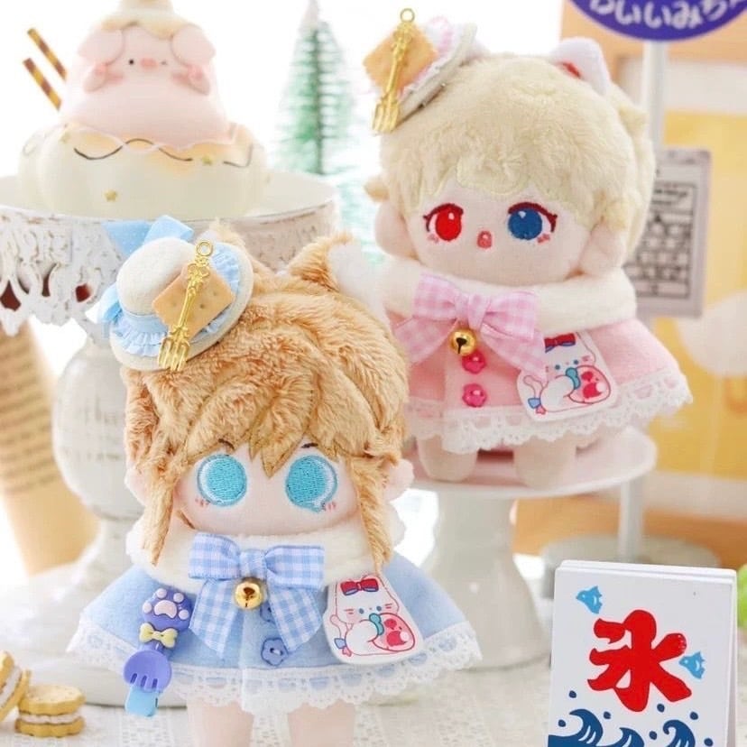 ちー (おまとめ品) 4セット ぬい服 10cm】うさぎ デザート風 ポンチョ マント セット 4色 着ぐるみ ぬい服