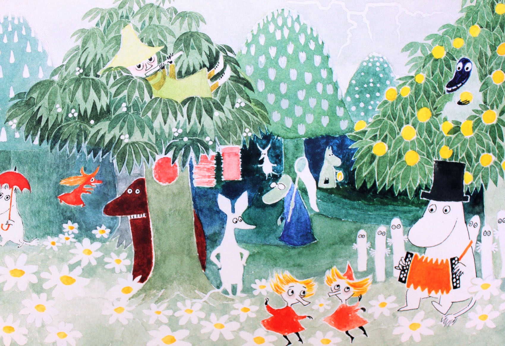 ムーミン 北欧 Putinki「飛行おにの帽子」送料無料 フレーム 展示用フック付アートポスター 絵画 インテリア アート