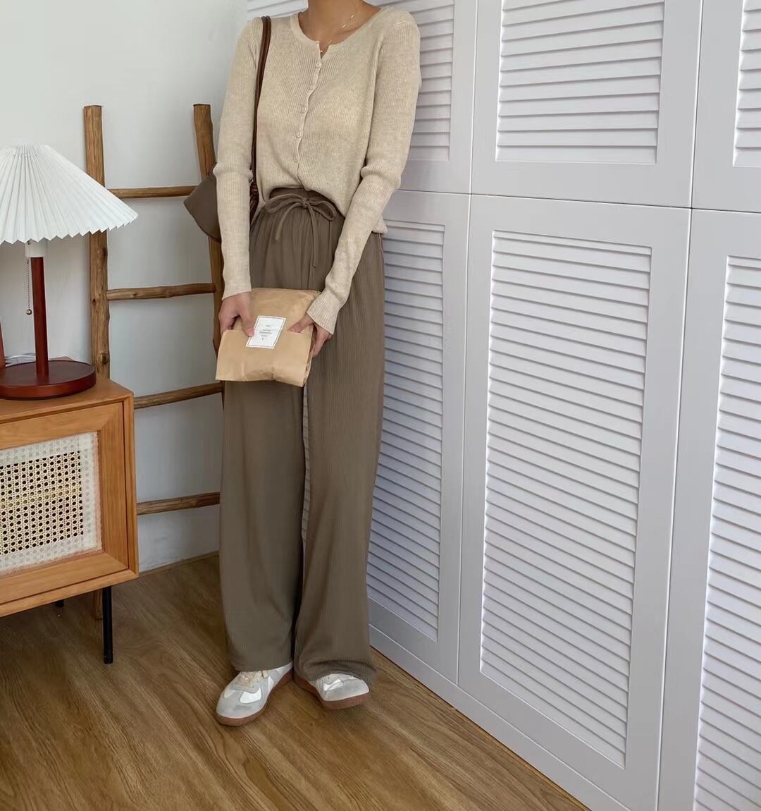 ウエストゴム　リブワイドパンツ　AJ205-614