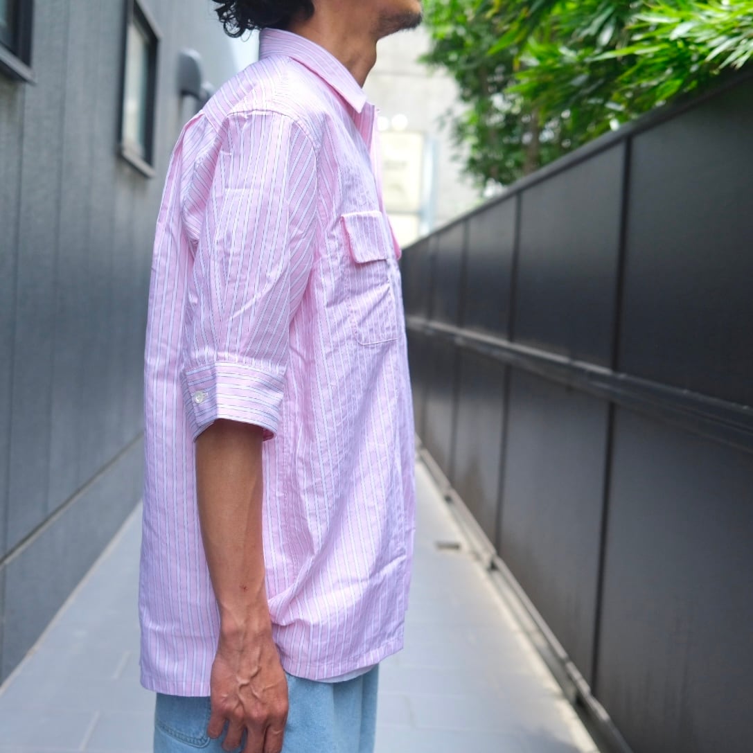 Sans limite(サンリミット)/ボックス大開襟五分袖ブロード-pink stripe