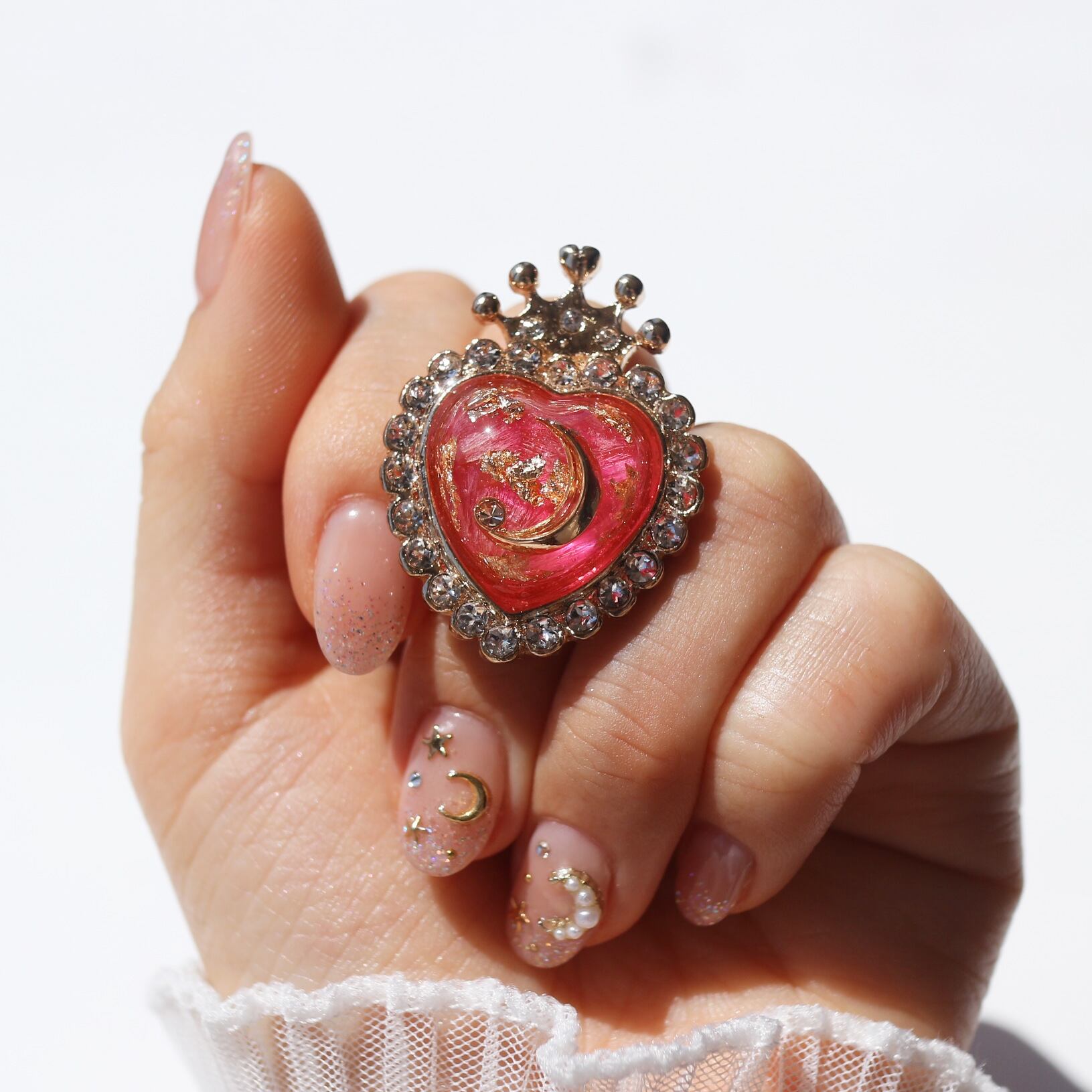 月の国のお守りリング（ピンク） | マルベリコ