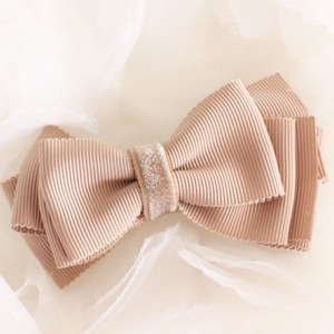 「ポンポネ」エレガントなバレッタ｜MOKUBAリボン｜ベージュ