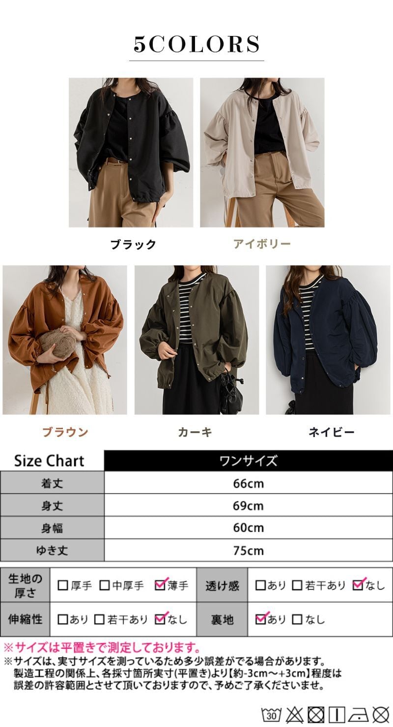 メール便】バルーンスリーブブルゾン／tops2030 | DAY CLOSET